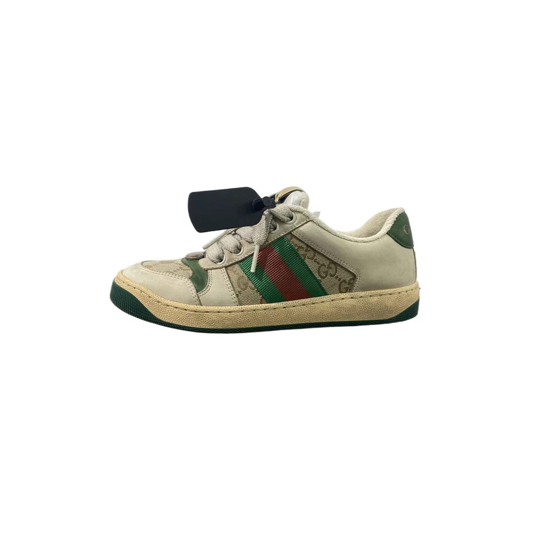 95新 GUCCI/古驰 34.5码 老花绿尾脏脏鞋 re7588