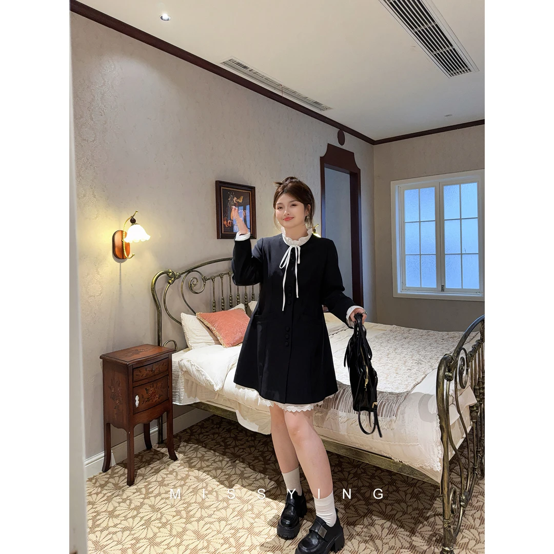应小姐【暗夜终章】微胖大码秋季显瘦洋气时尚气质温柔风宽松连衣裙