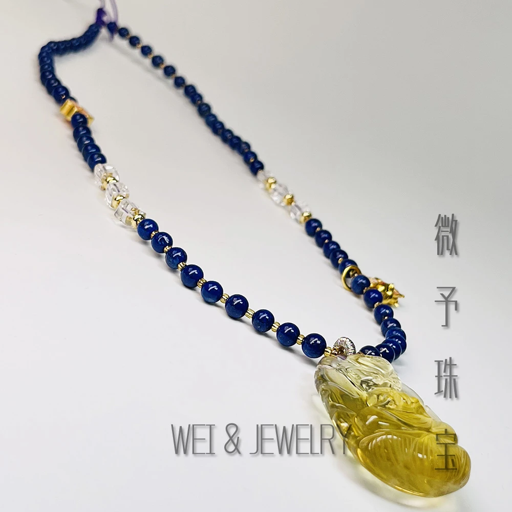 【国学珠宝】天然黄水晶九尾狐凤九吊坠多样性发其一