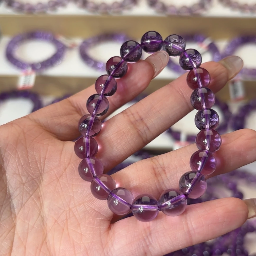 未镶嵌手链紫晶9-10mm紫水天然微瑕