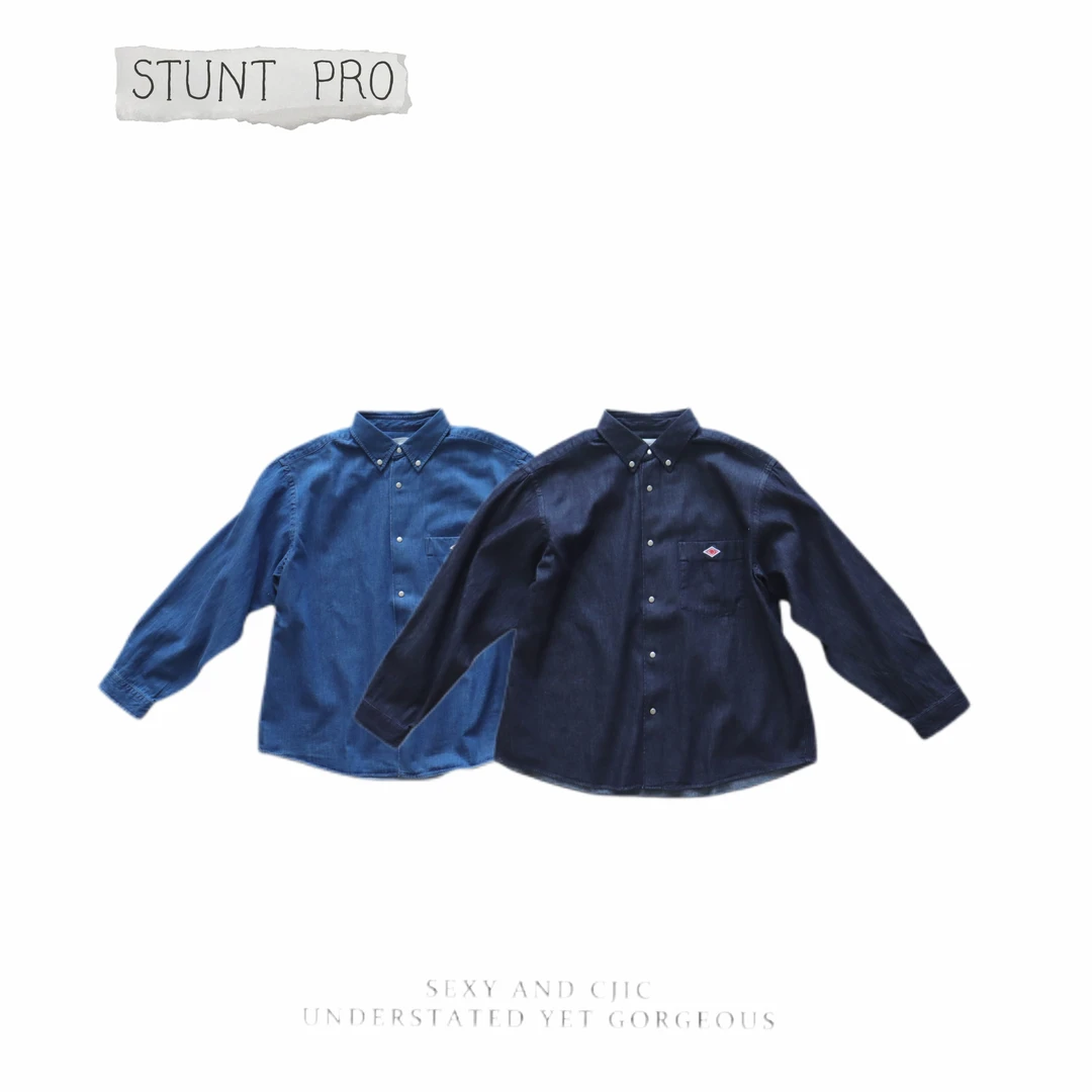 100棉 春秋女款休闲复古水洗软牛仔长袖衬衫1458