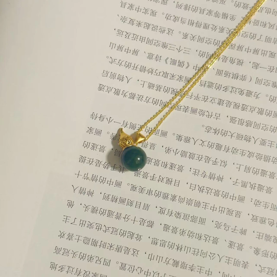 和田玉碧玉圆珠葫芦设计款吊坠