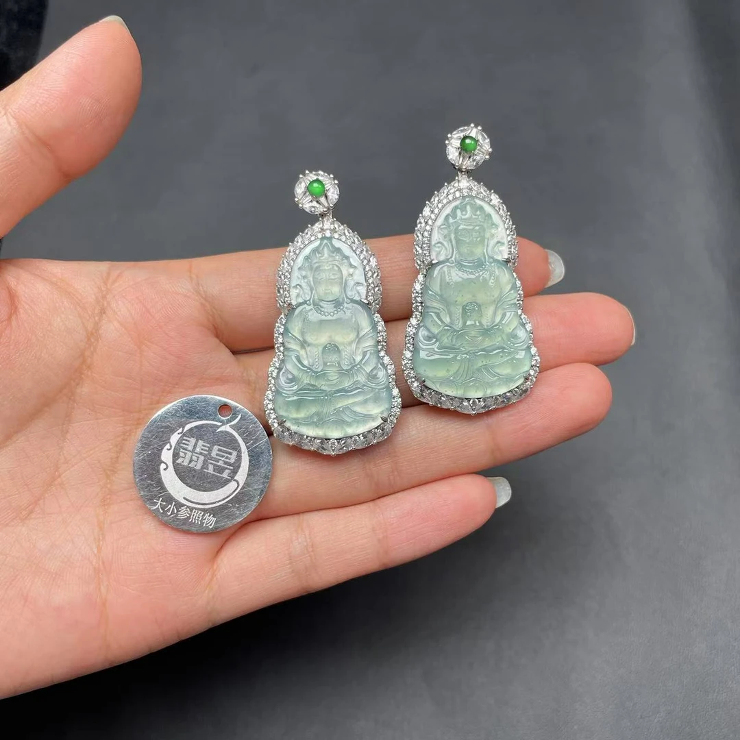 翡昱-N11-39446-710-天然A货翡翠吊坠s925银镶-多样性发其一