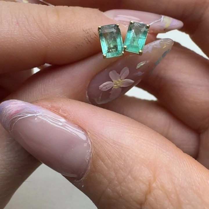 耳环18K金镶嵌祖母绿