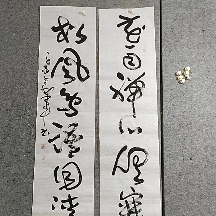 书法宋秉民书法。四尺对开。花雨禅心俱寂