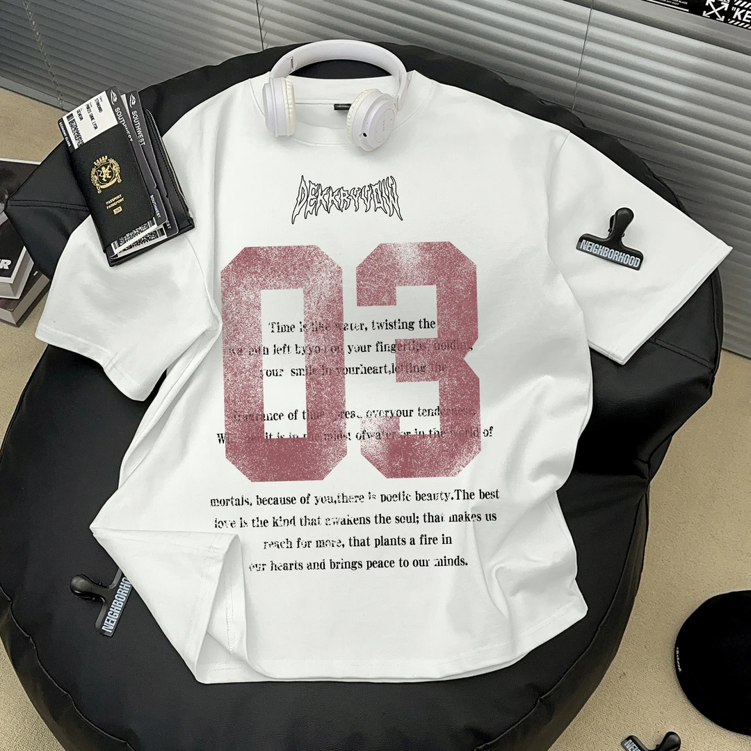 Dekkry夏季2025款百搭宽松美式复古潮牌圆领短袖t恤男女半袖上衣