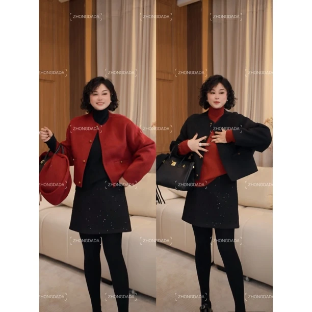 ZHONG大大【】毛呢外套女冬季新款高级感穿搭上衣12301