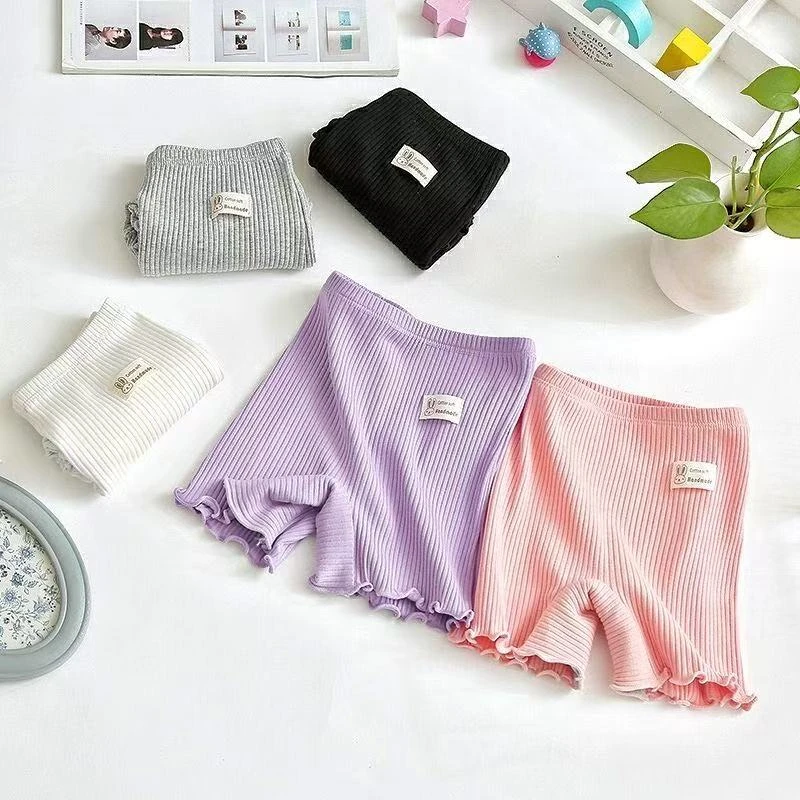 女童加档内裤夏季薄款冰丝螺纹安全裤女宝宝防走光中小儿童保险裤