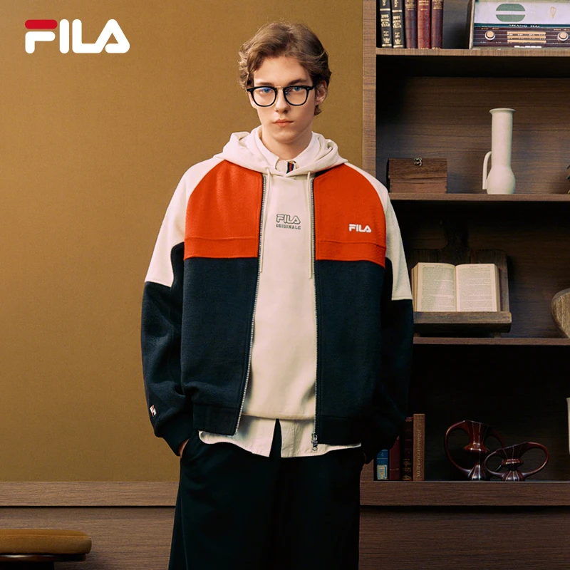 Fila/斐乐男士春季复古时尚休闲保暖针织毛呢外套F11M619510F