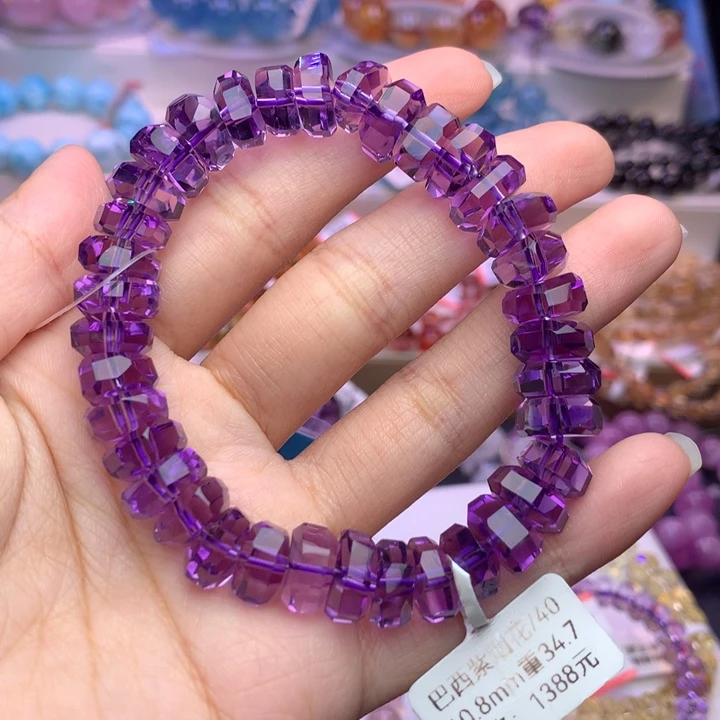 未镶嵌水晶手链烟花切巴西紫水晶10.8