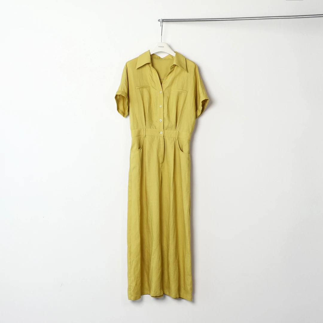 PRASE·噜【高智派】微胖轻奢设计款夏气质天丝亚麻连衣裙PR506B100