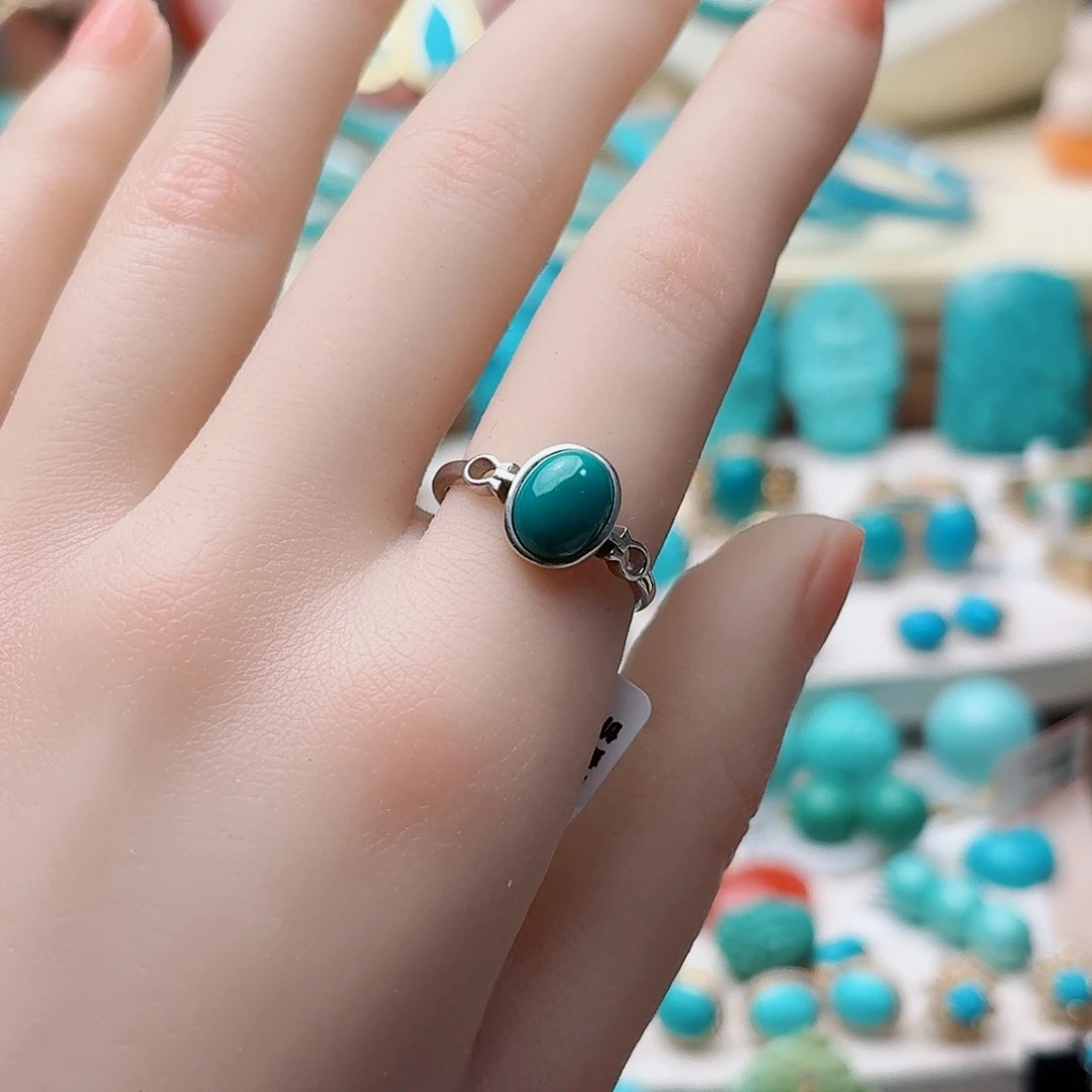绿松石银S925镶嵌戒指