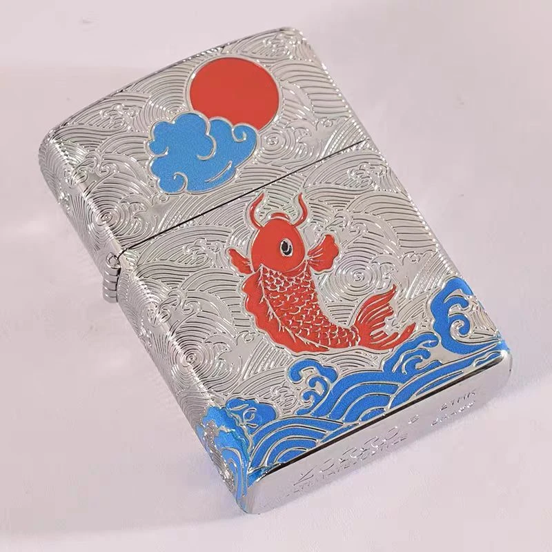 佐罗【海阔鱼跃铬】煤油打火机高品质防风打火机