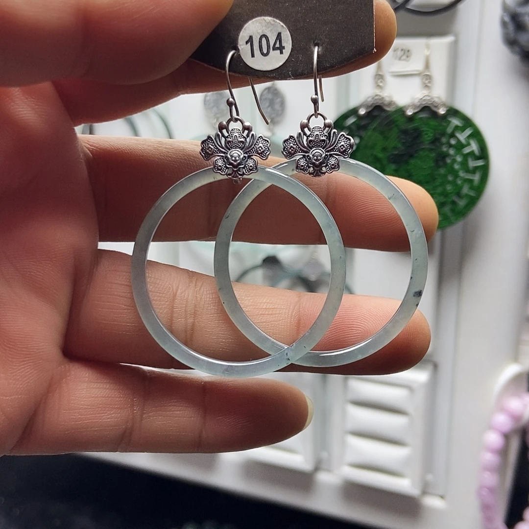 翡翠银S925镶嵌耳饰品质珠宝