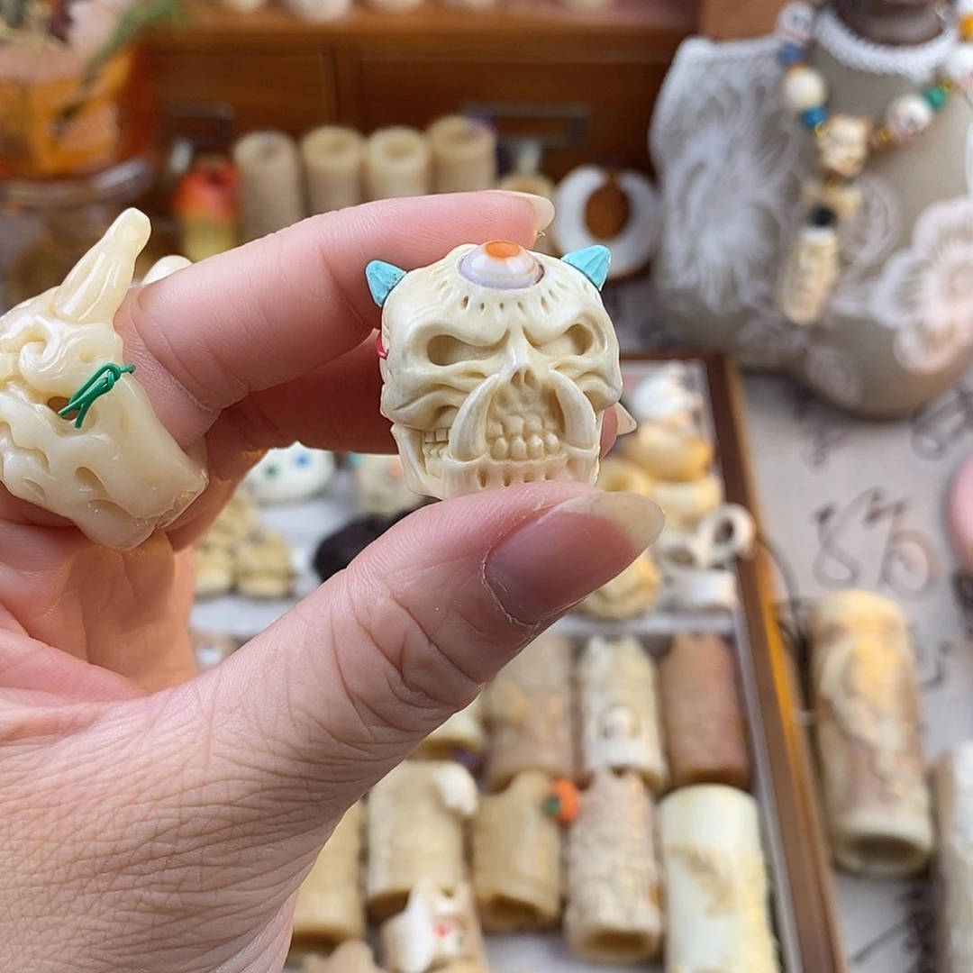 鹿骨把件7号尖角专拍恶灵三通