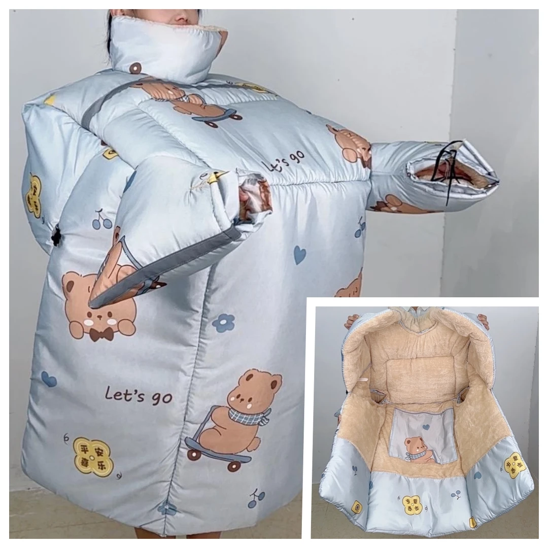 冬季特厚护肩款电动车挡风被加大加厚加绒护脖保暖电瓶摩托车通用