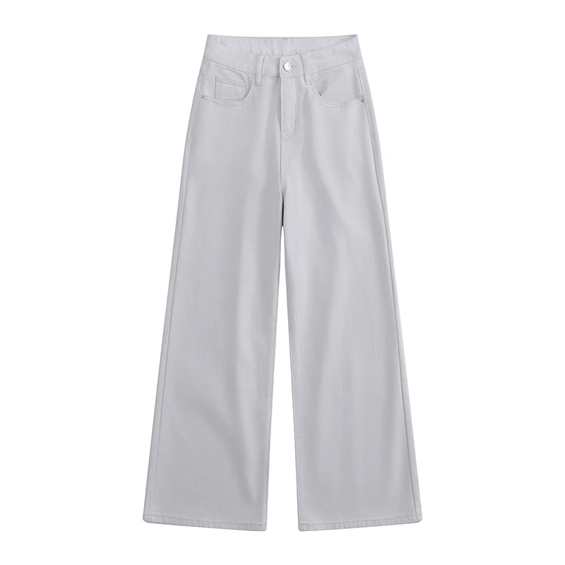 高级感轻奢白宽松阔腿牛仔裤女2025春新款高腰显瘦百搭气质阔腿裤