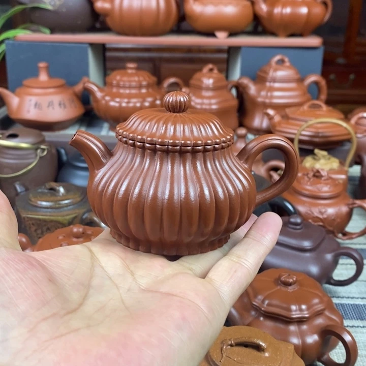 茶壶紫砂筋纹潘壶180CC原矿赵庄朱泥特价