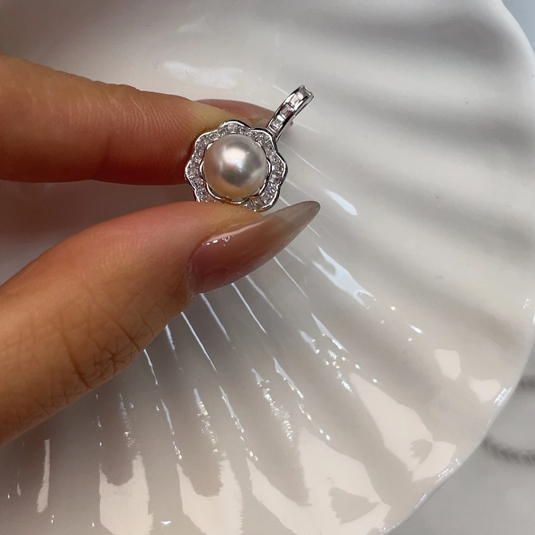 吊坠(不含链)银S925镶嵌海水珍珠