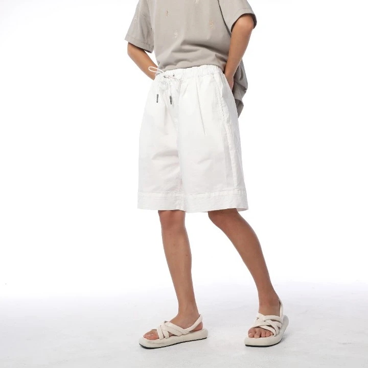 女装瑕疵品1122705通勤高腰简约宽松百搭休闲棉五分裤短裤女