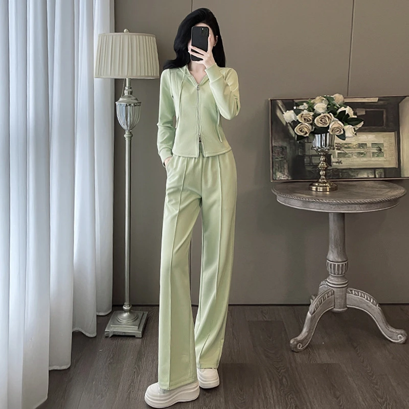 纯欲慵懒风女装小个子显高休闲运动套装女春秋新款时尚减龄外套上