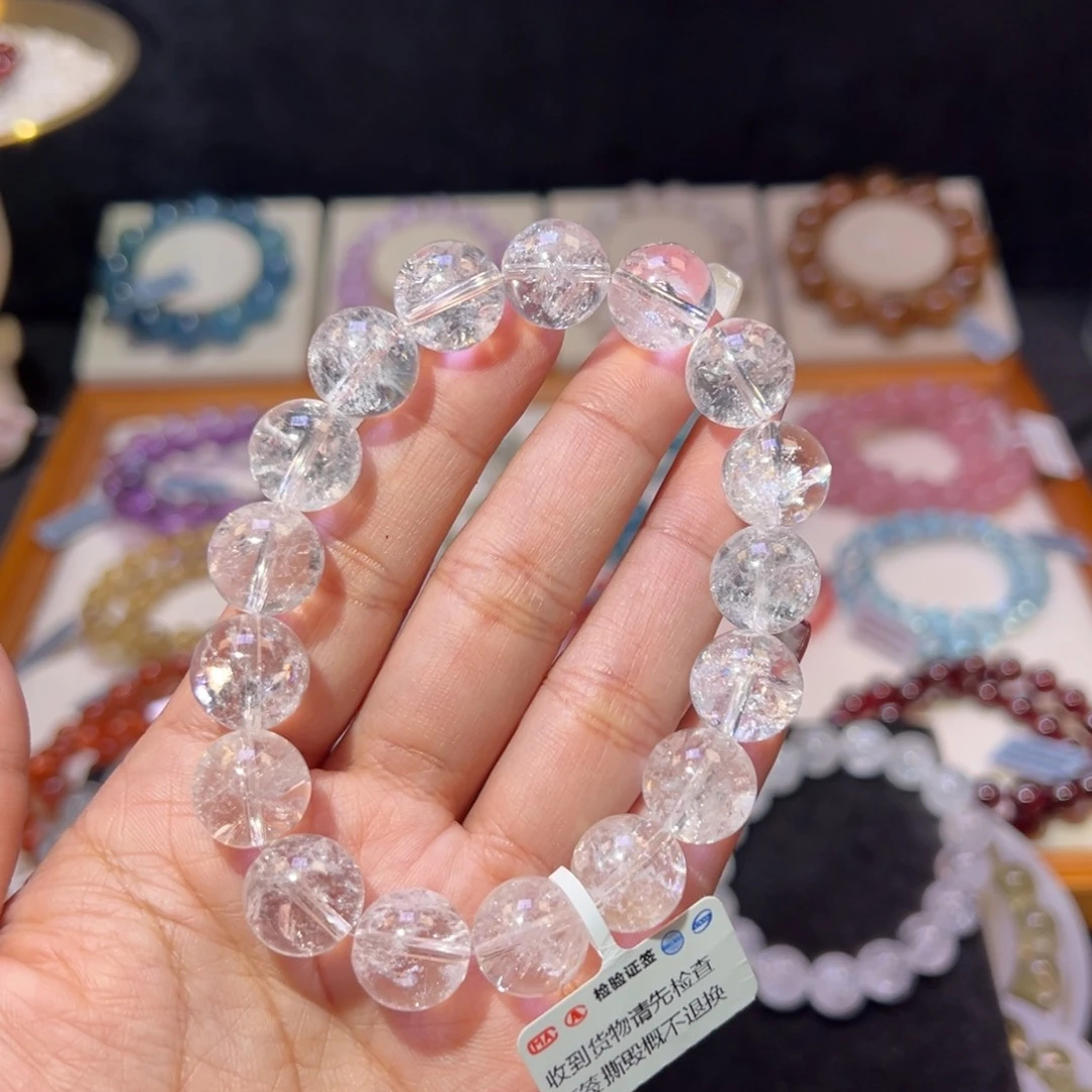 水晶手串未镶嵌彩虹白啊塞13m m
