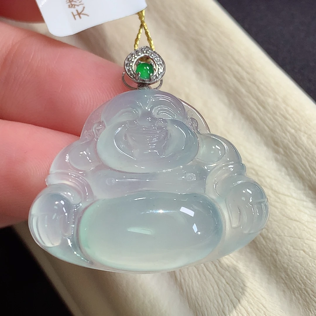 翡翠18K金镶嵌颈饰佛公