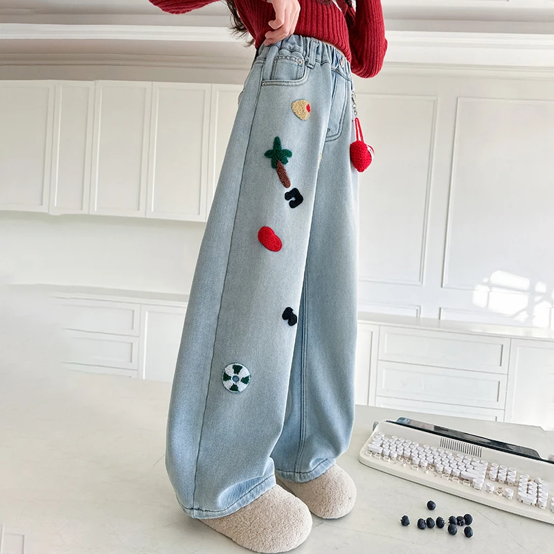 儿童秋装2025年新款大女童装裤子春秋款水洗柔软牛仔裤秋季直筒裤