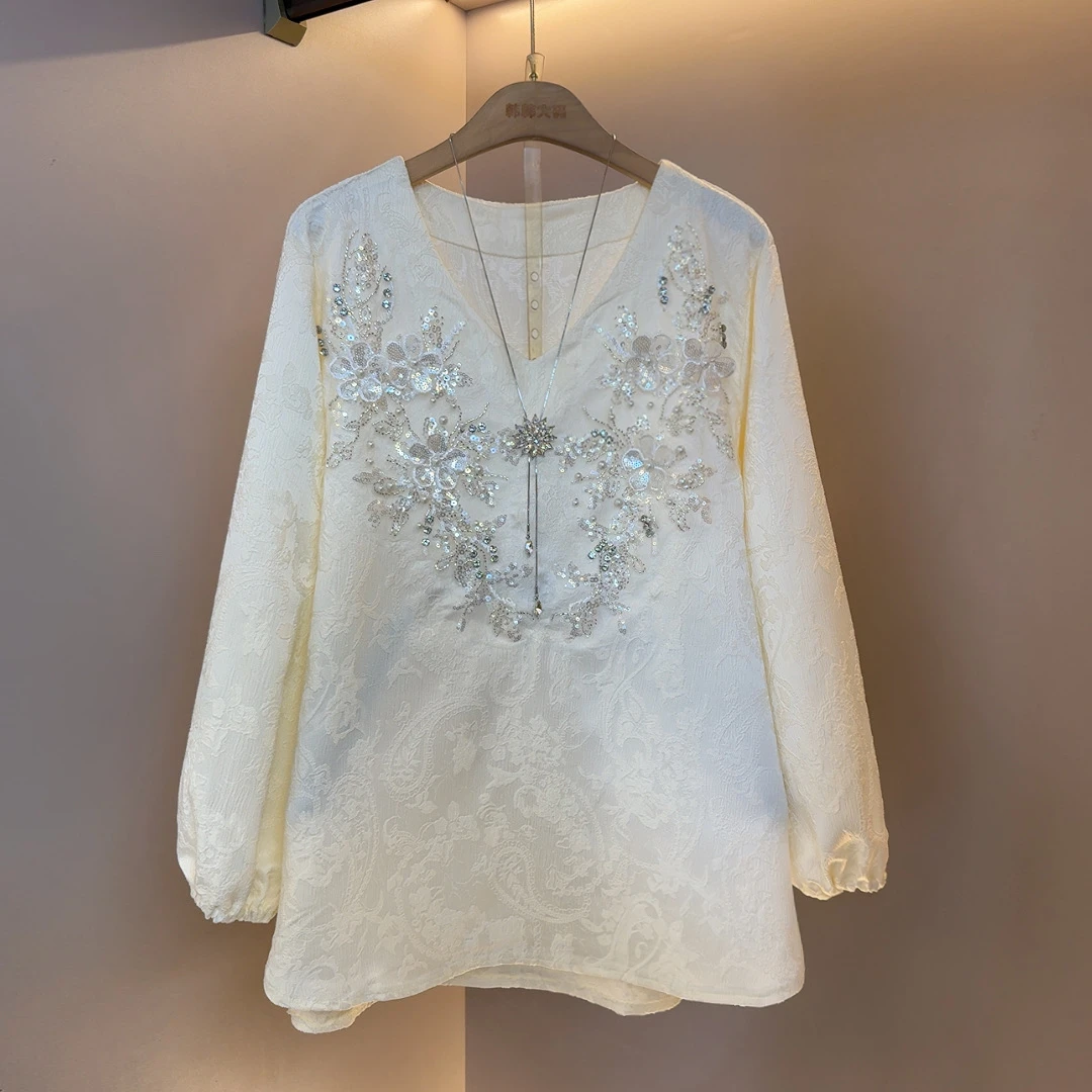 HM/V领INS风常规款重工打底衫百搭打底衫设计师款时尚轻奢宽松