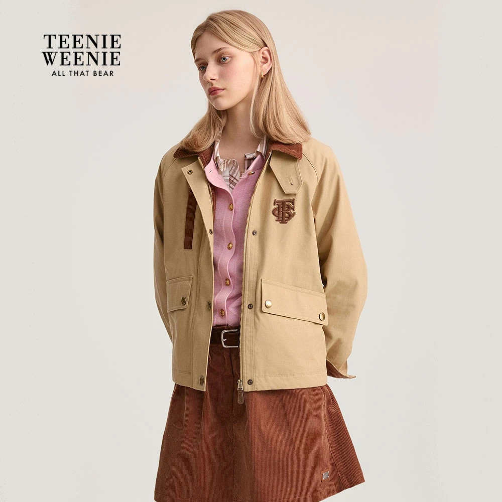 TeenieWeenie小熊女装短外套25秋季灯芯绒翻领夹克女TTJJ258902P