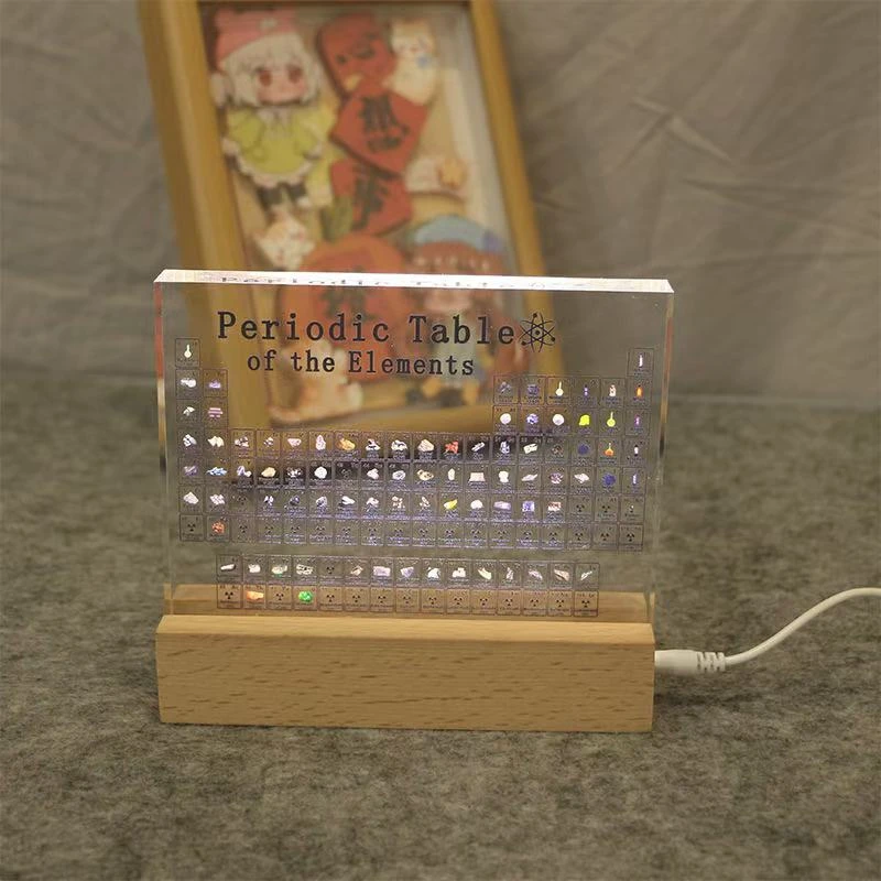 亚克力发光LED创意diy木底座小夜灯展示景摆