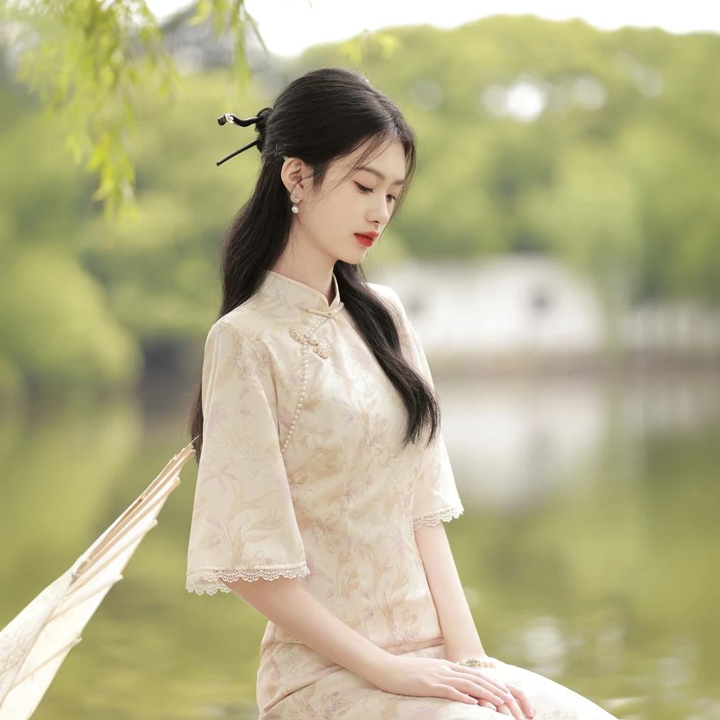 《花间意》新中式国风旗袍裙2025新款收腰显瘦日常可穿 S-2XL 现货