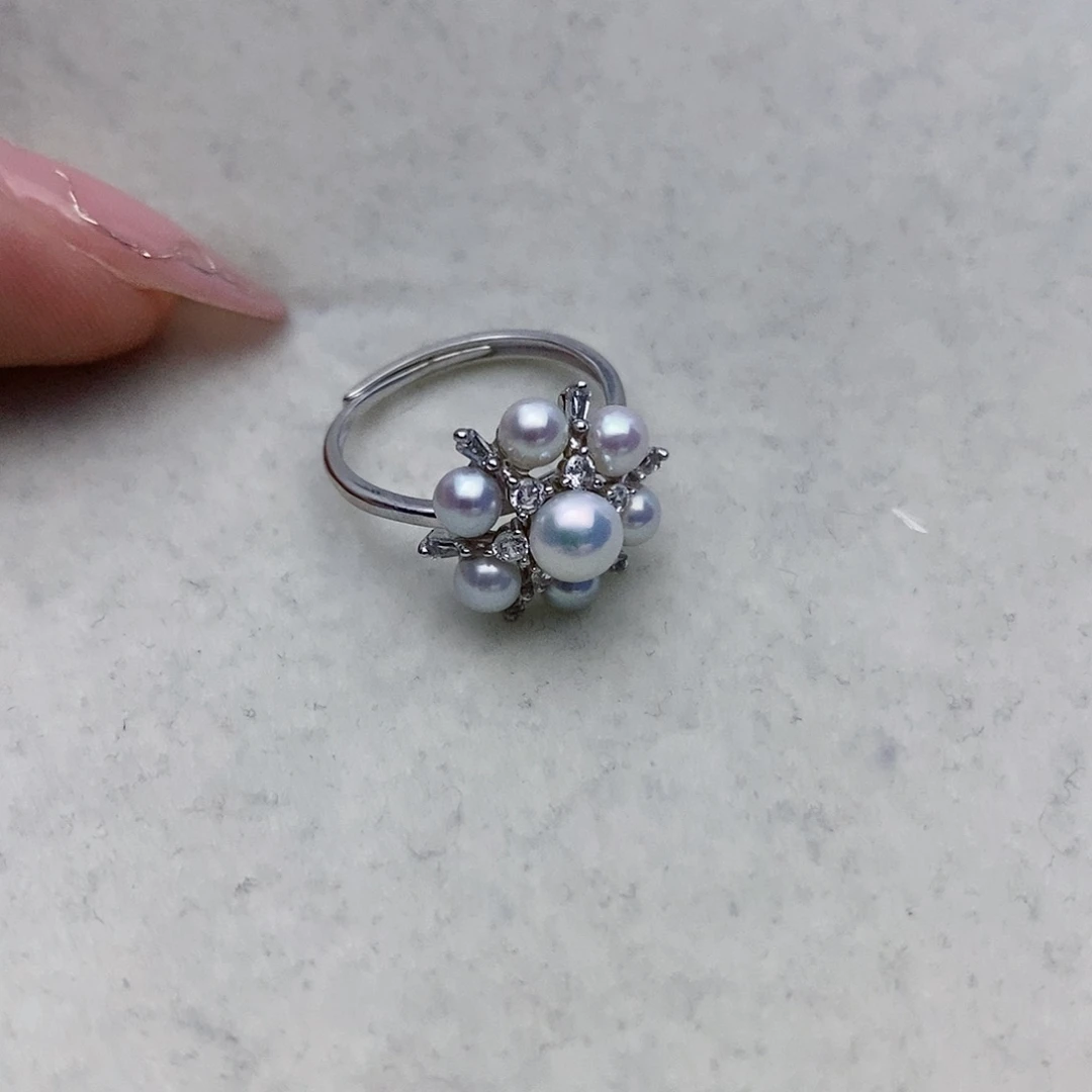 【闪购商品】淡水珍珠戒指银S925镶嵌52