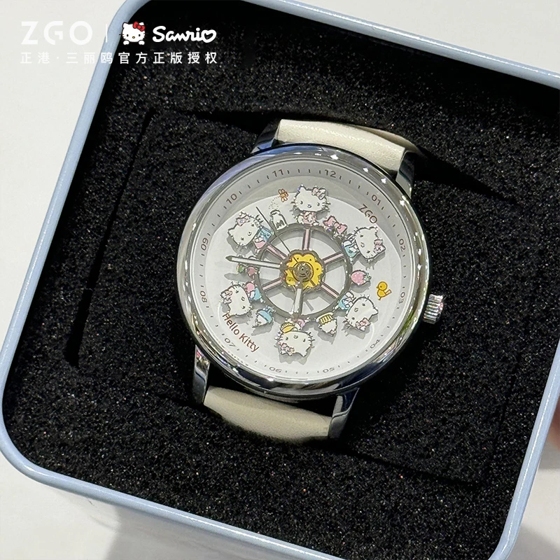 正港三丽鸥HelloKitty联名手表女初高中学生旋转木马闺蜜生日礼物