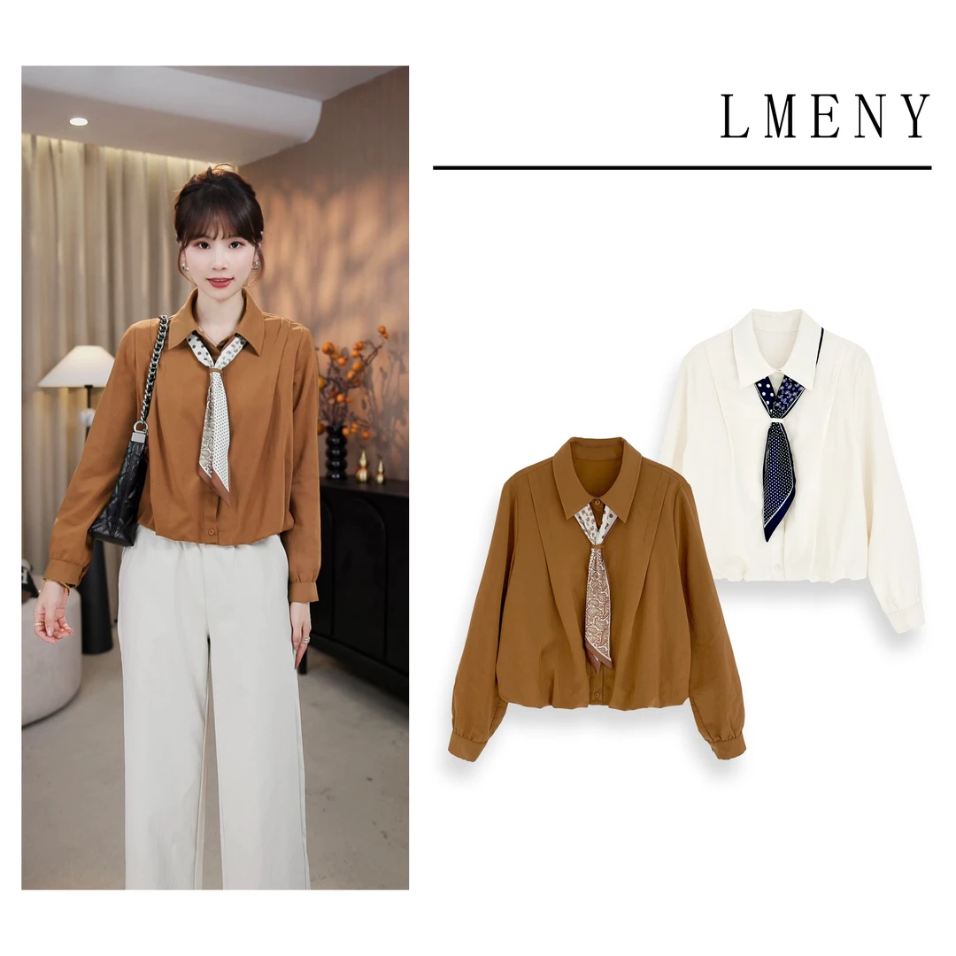 LMENY“回头率密码”正肩打褶免塞短款衬衫25CC004