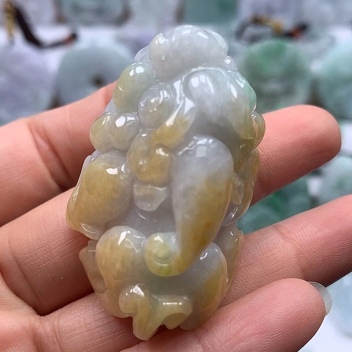 翡翠未镶嵌颈饰大貔貅福利多彩颜色卡厚24+
