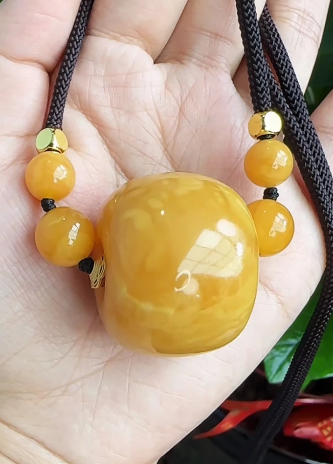 【齐福珠宝】天然原矿琥珀厚装苹果墩锁骨链（多样性发其一）
