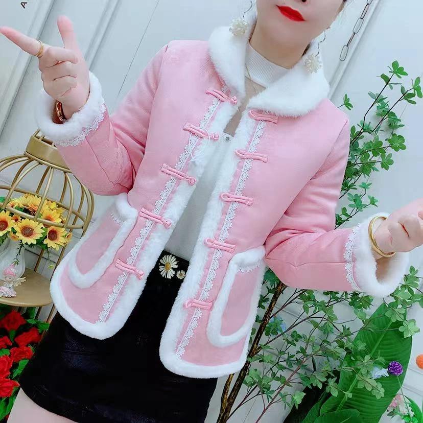 新中式国风冬季棉服气质减龄棉衣保暖加绒时尚加厚棉袄短款外套女