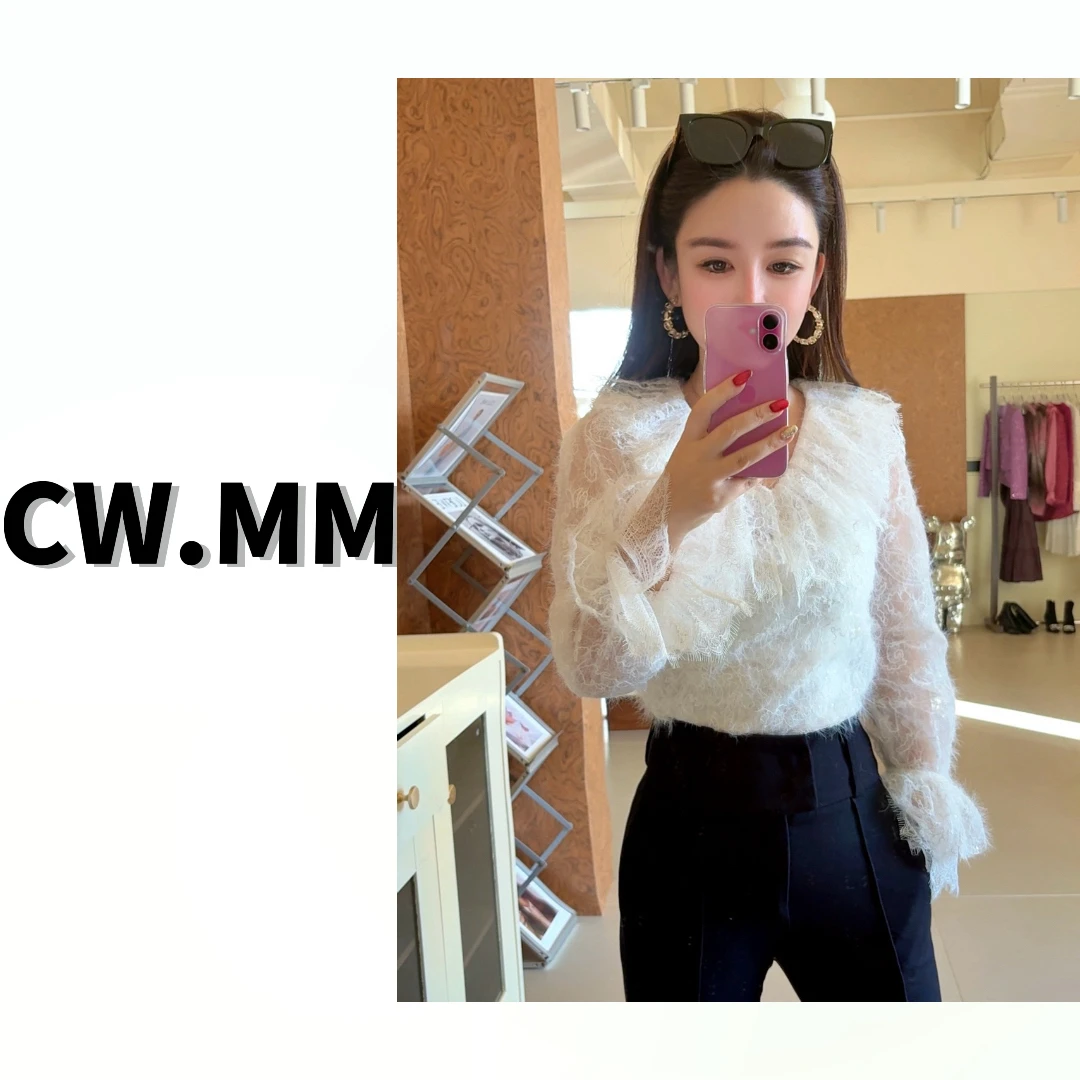 CW.MM 白色法式刺绣百搭上衣