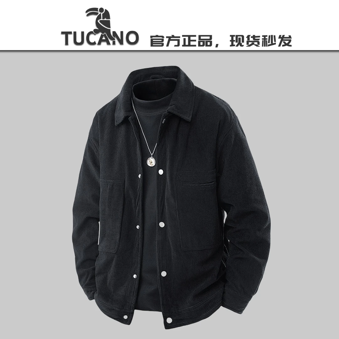 啄木鸟【官方】新款男士款外套时尚潮流休闲单排扣宽松款灯芯绒夹克