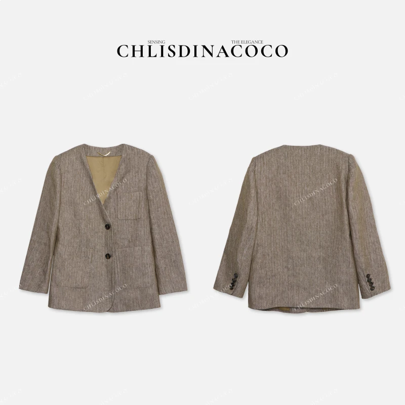 AR | CP轻奢无领休闲麻料西装外套C9L066WT251