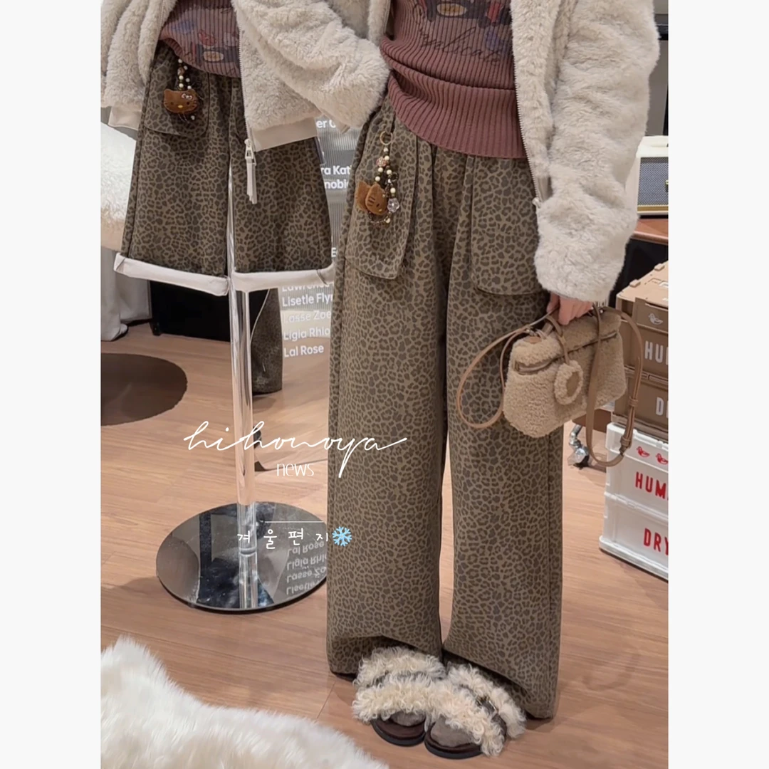 【豹纹杂刊】十二Hihoniya~2025冬季亲子复古豹纹软牛仔加绒长裤