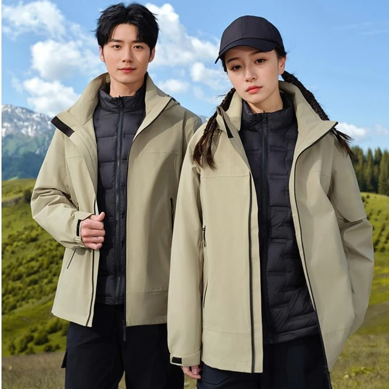 83-66006羽绒#高端热封真冲三防90羽绒冲锋衣三合一登山服外套