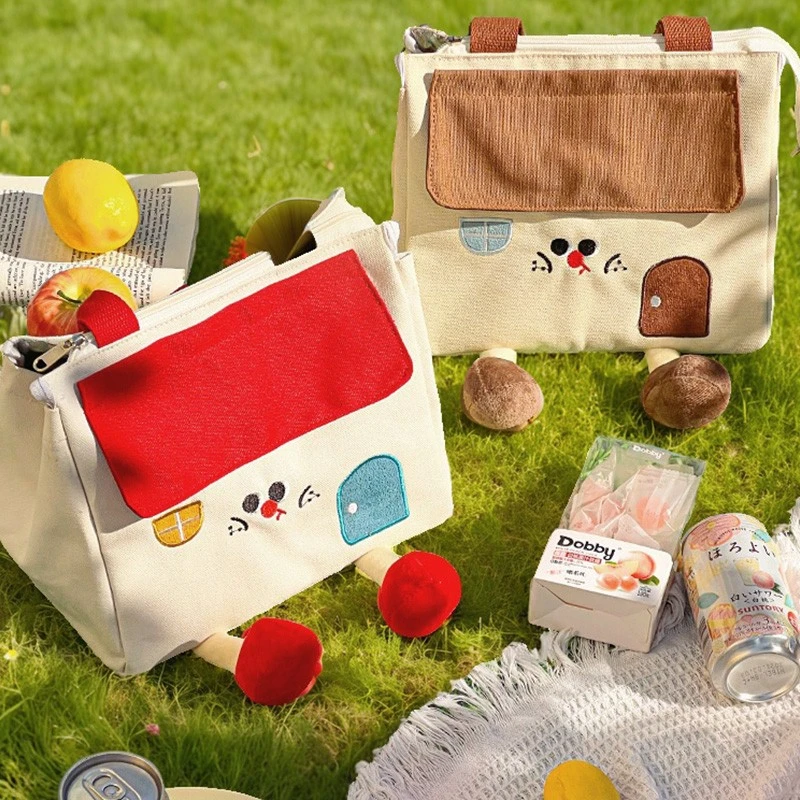 小房子便当包露营外出小拎包学生专用上班族带饭保温袋手提饭盒袋