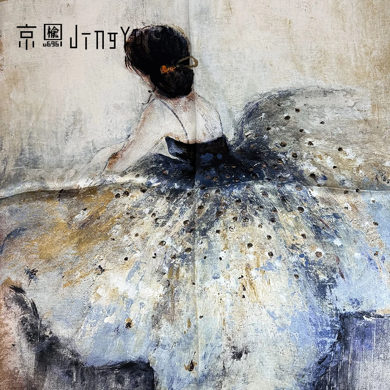 京榆 丨芭蕾女孩丨100%桑蚕丝14姆米素绉缎中方巾围巾丝巾65*65cm