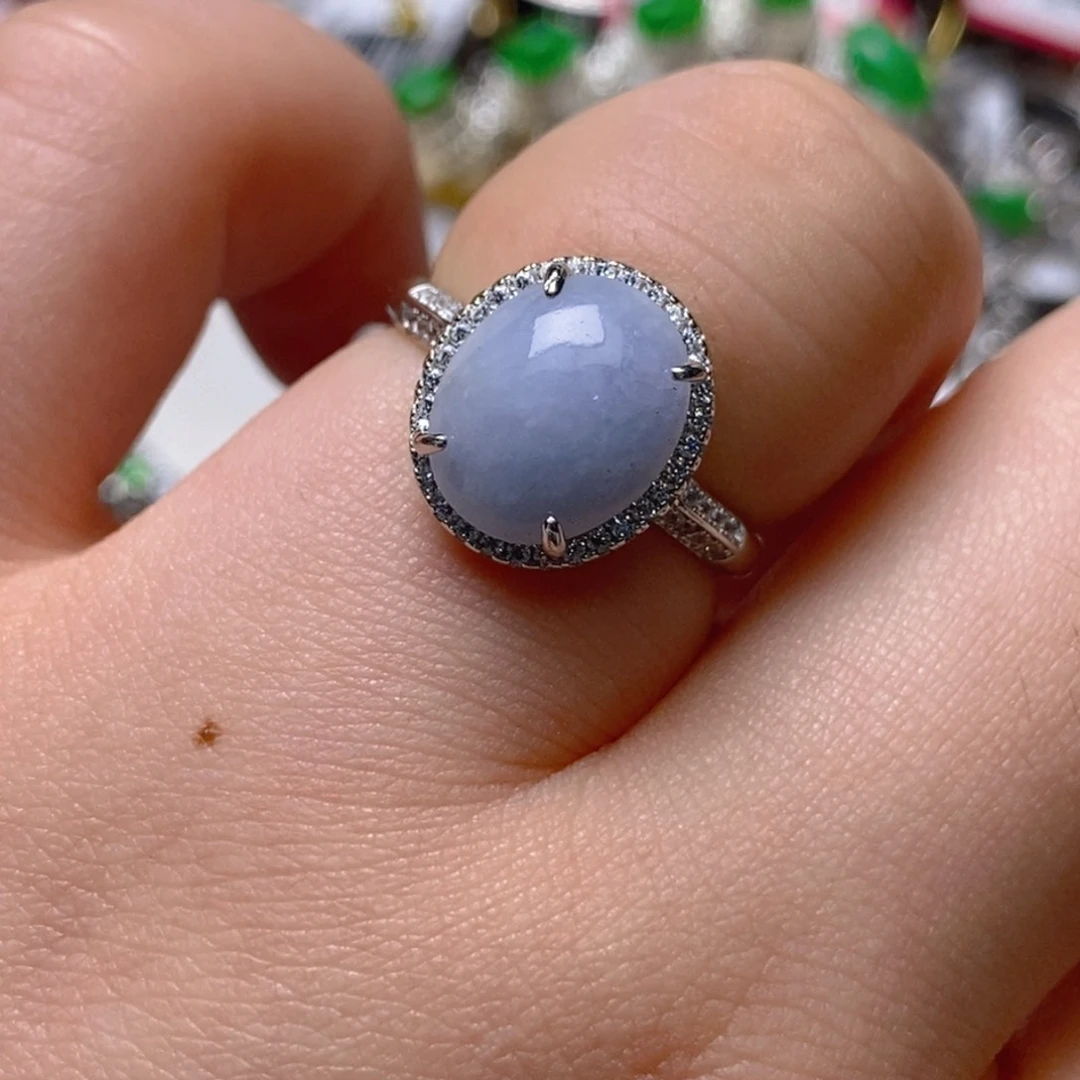 银S925镶嵌戒指翡翠百内无证书