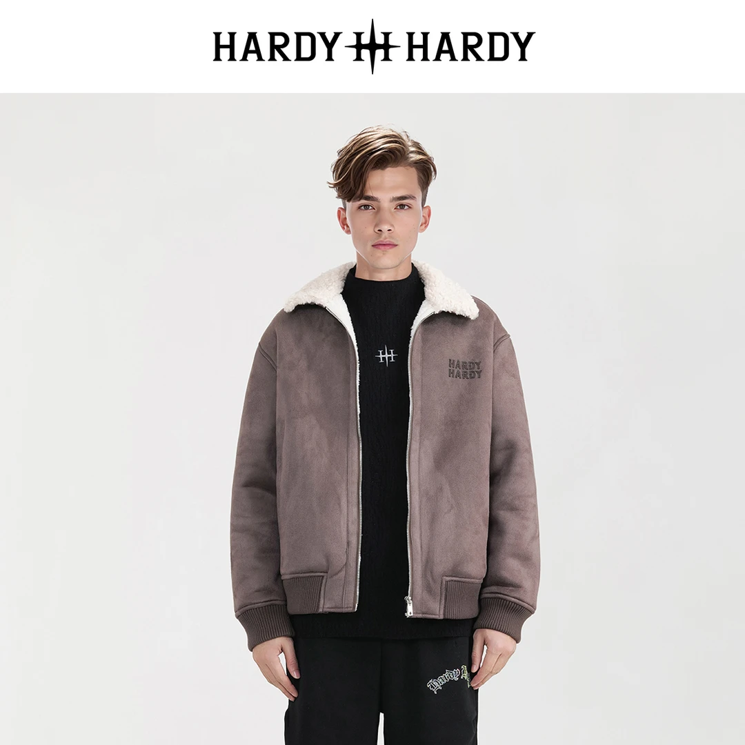 HARDYHARDY潮牌仿羊羔毛美拉德翻领夹克男女同款美式底特律厚外套