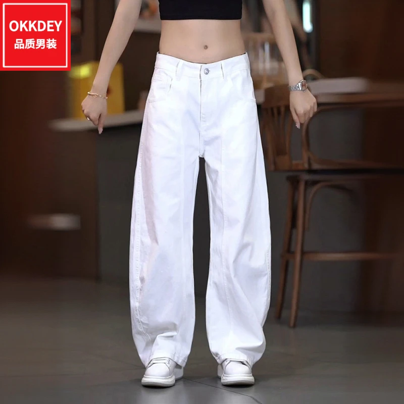美式痞帅牛仔裤男士夏季新款宽松休闲裤子高级感轻奢男装弯刀长裤