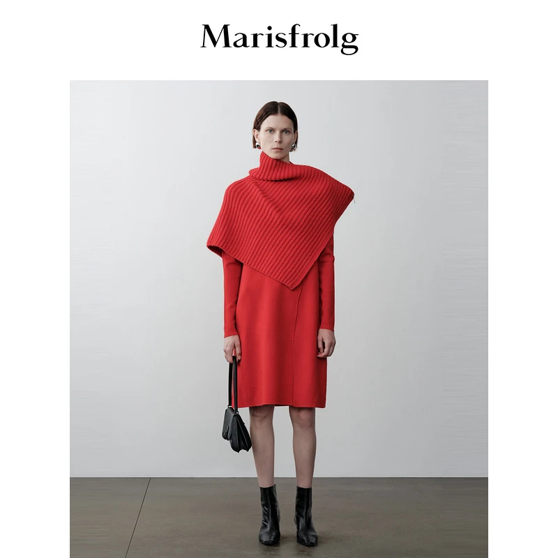 Marisfrolg玛丝菲尔连衣裙新品女气质红色高级实用A1DE4852M