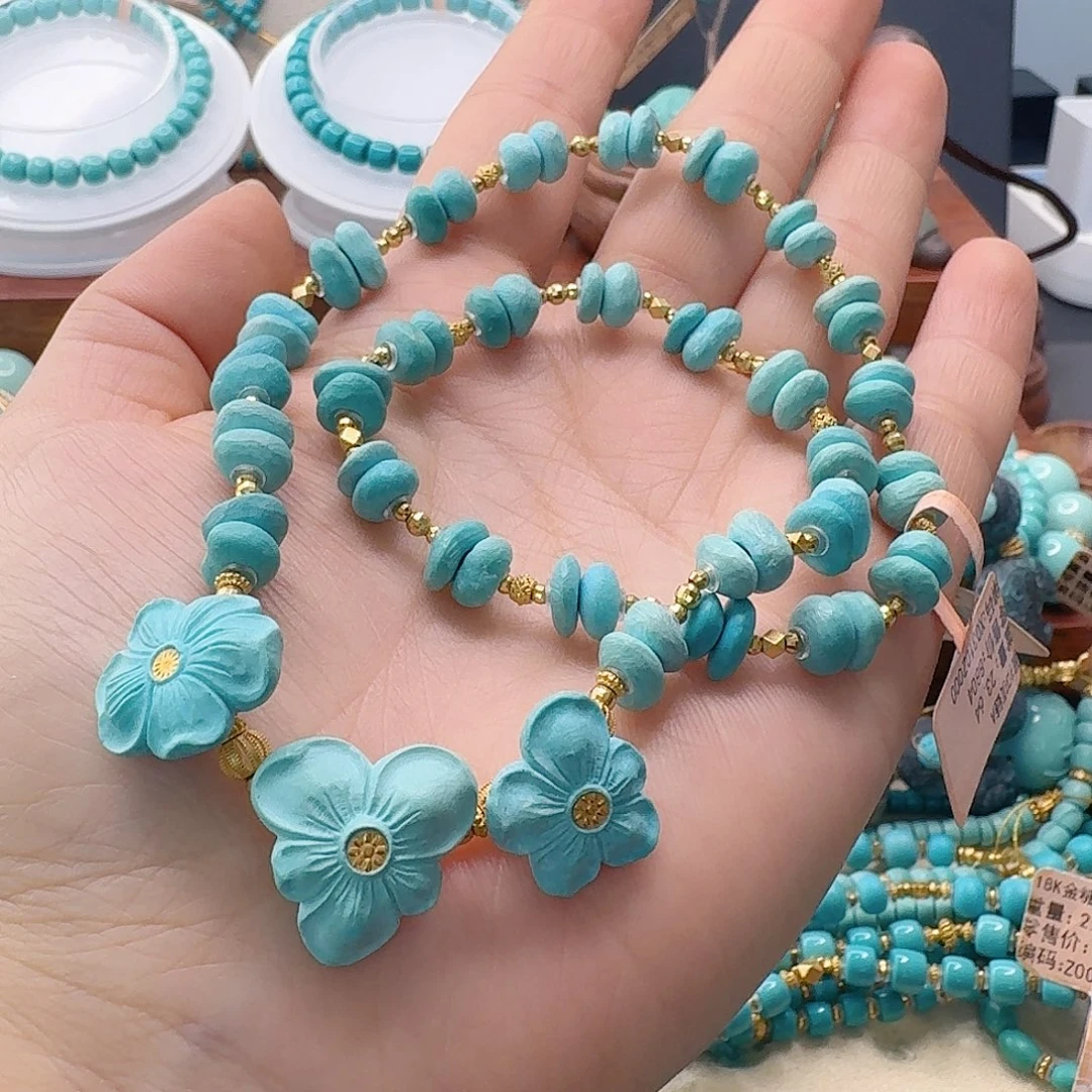 绿松石18K金镶嵌珠宝半成品